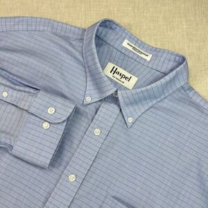 Haspel New Orleans Button Down‎ Shirt Mens 2XL Blue Check Non-Iron Regular Fit